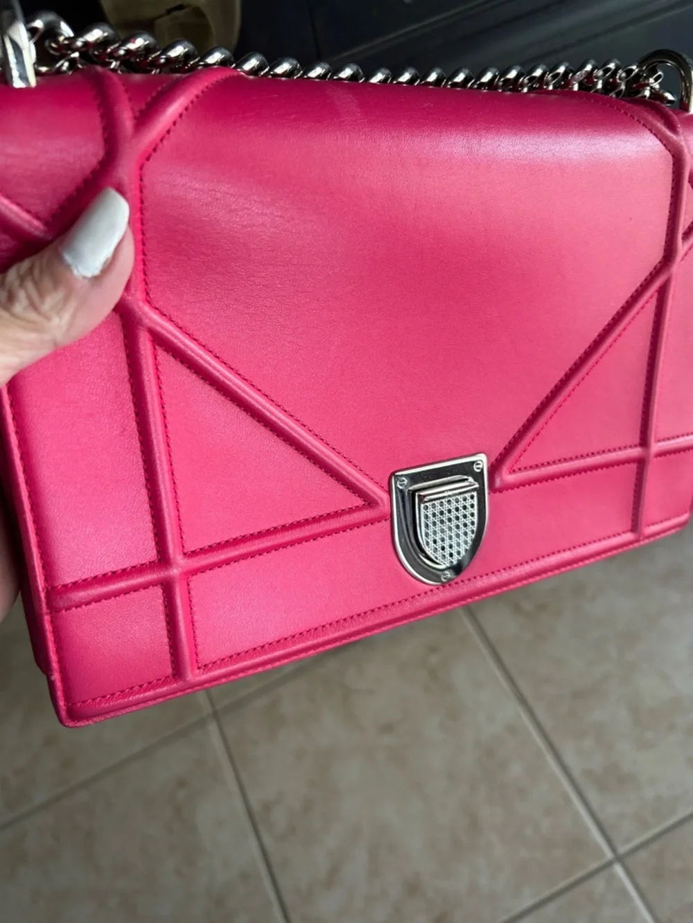 Dior Diorama Magenta Pink with Silver Chain Strap - Picture 5 of 14